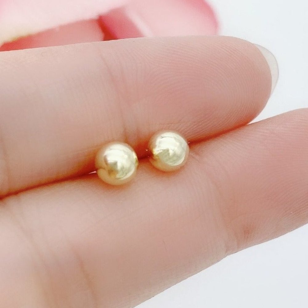 0.2" gold ball stud earrings-Gold 5mm SS001